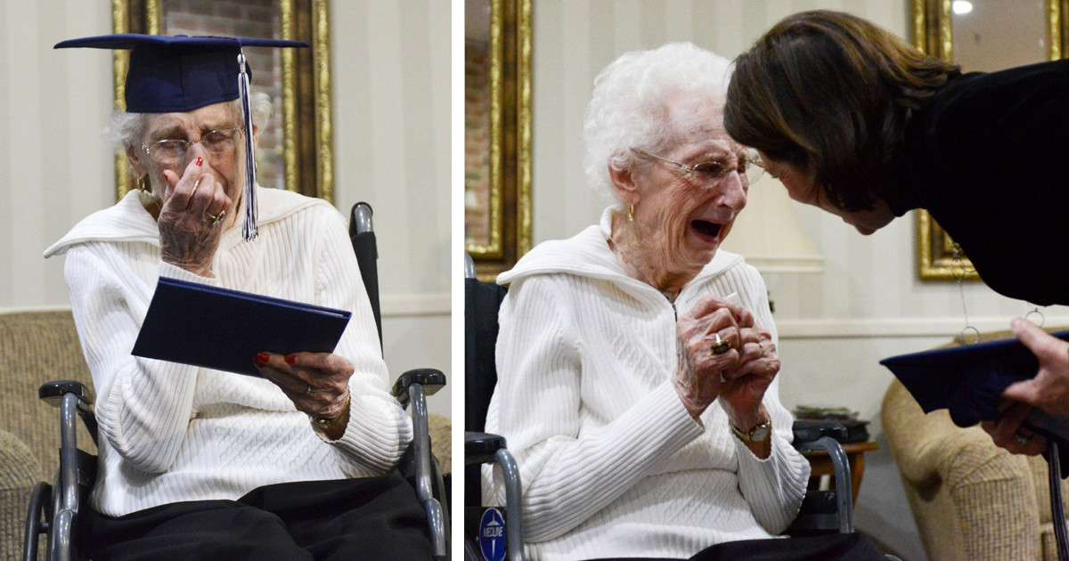 97-летняя старушка разрыдалась от счастья, когда, наконец, получила свой диплом об окончании школы 97-летняя старушка разрыдалась от счастья, когда, наконец, получила свой диплом об окончании школы