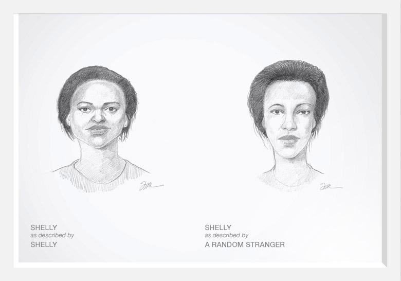 Dove hired a FBI sketch artist to draw seven women as they described themselves from behind a curtain.