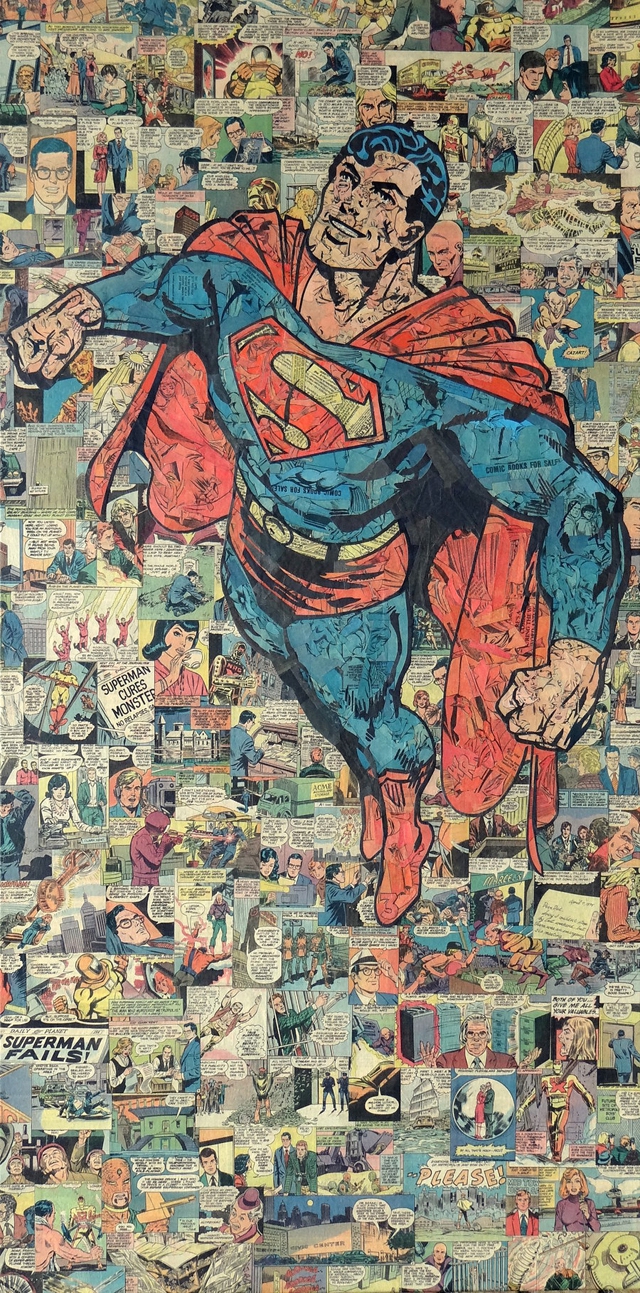 Collages of Superheroes & Villains Made From Recycled Comic Books