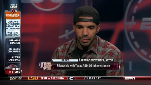 Drake Went On 'Sportscenter' To Discuss His Johnny Football Bromance