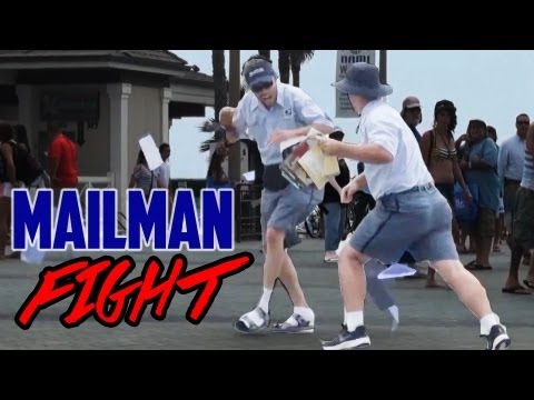 Two Mailmen Duking It Out in Hilarious Prank 