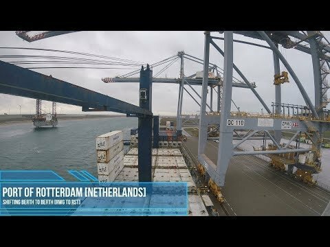 Перешвартовка судна в порту Роттердама (timelapse) 