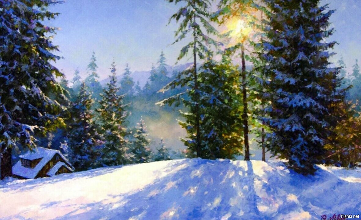 Дмитрий Левин зимний пейзаж живопись