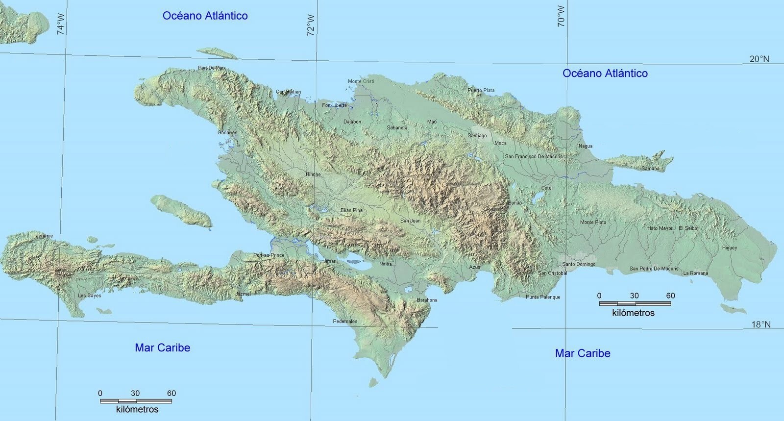 Доминиканская Республика карта острова